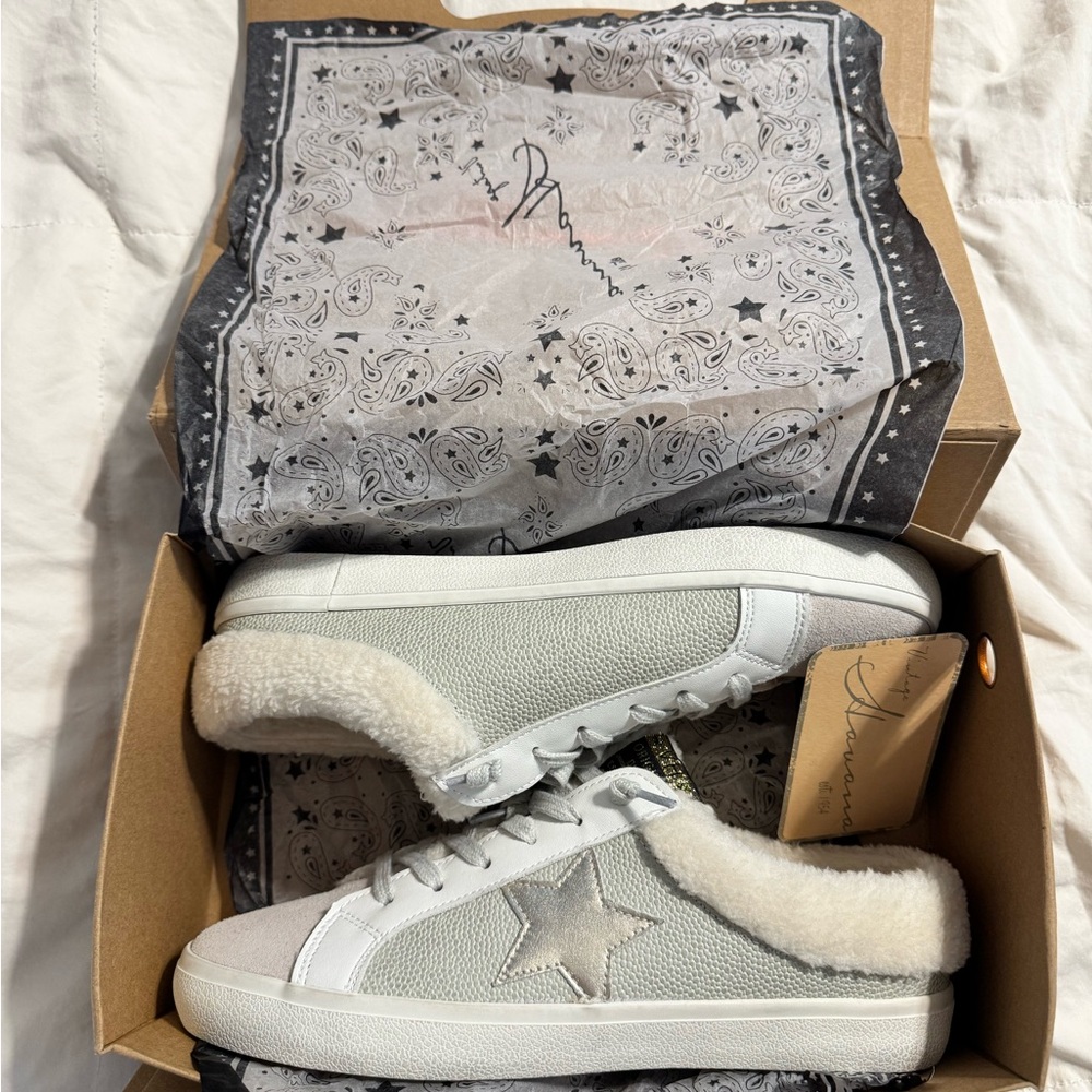 Gray Star Sneakers with Shearling Lining
